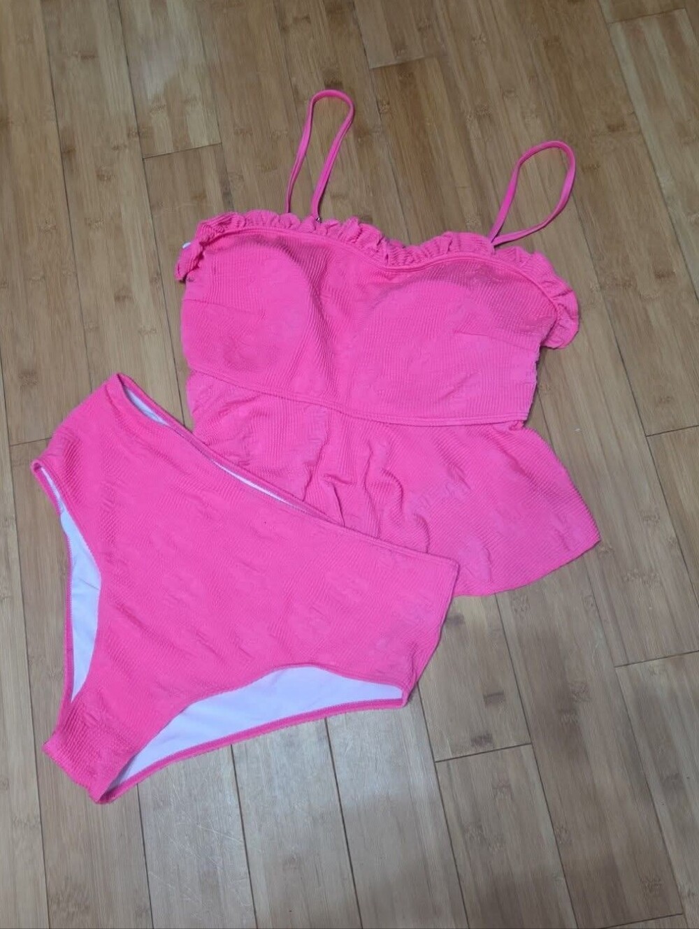 Pink Ruffled Peplum Bikini Set 3X Nwot